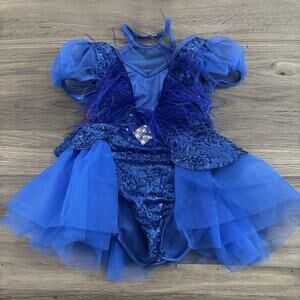 Weissman Royal Blue Skirted Feathers Dance Recital Costume Child Medium CM